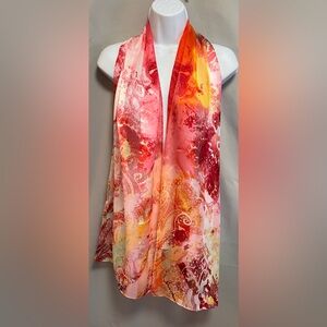 Anthropologie Cynthia Rowley Scarf Multicolor Floral 100% Silk 13" x‎ 66" Shawl